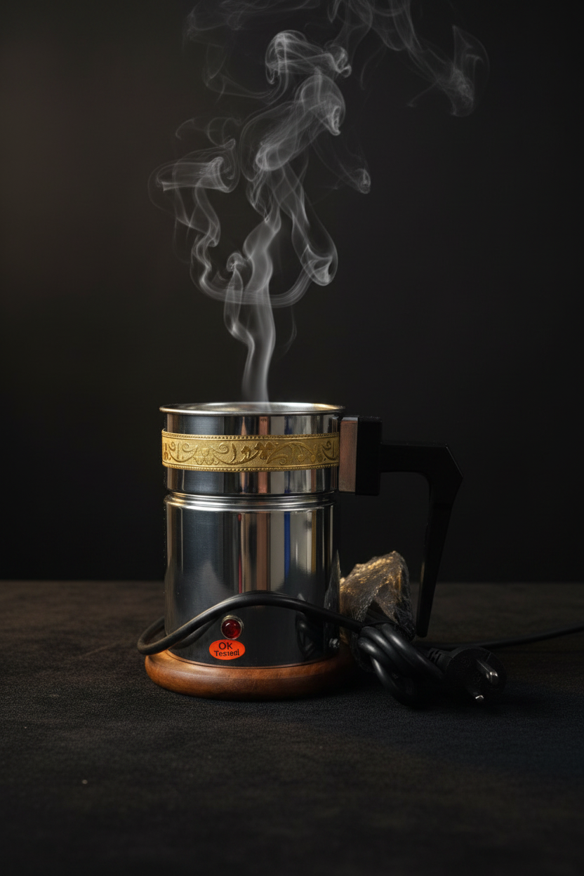 Premium Stainless Steel Bakhur/ Bakhoor burner with UK Plug. 1