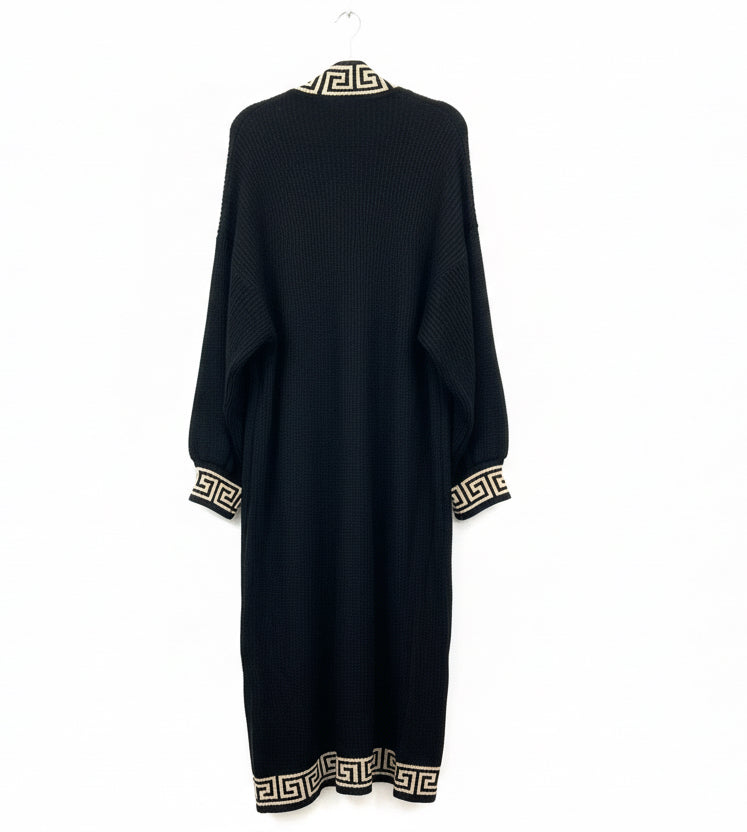 Bordered Midi Cardigans in Black