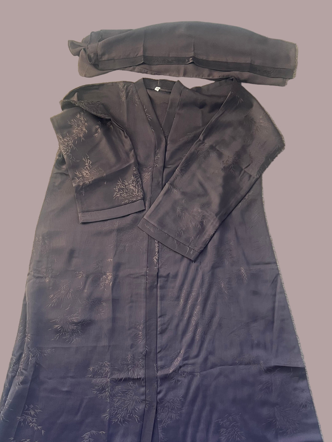 Jacquard print Abaya sets in Mocha Brown