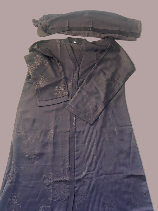 Jacquard print Abaya sets in Mocha Brown