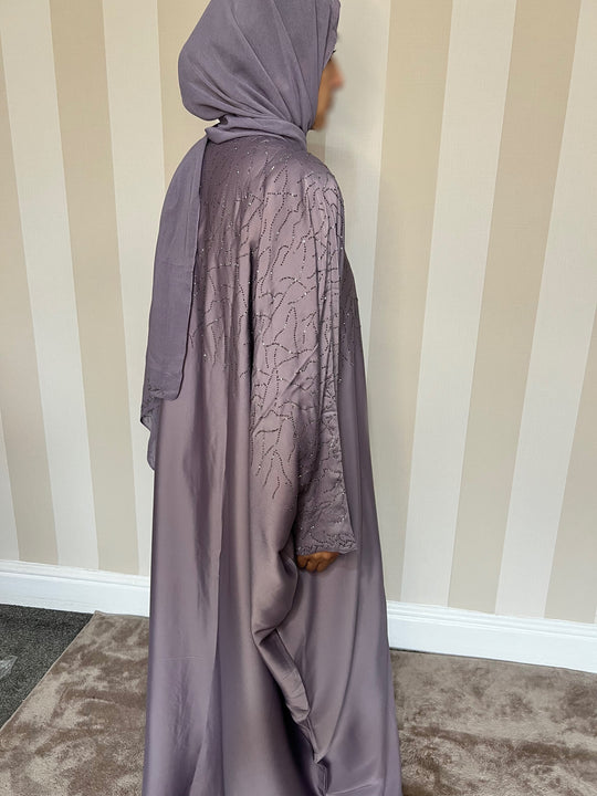 Luxurious Rhinestone Abaya Set in Lilac