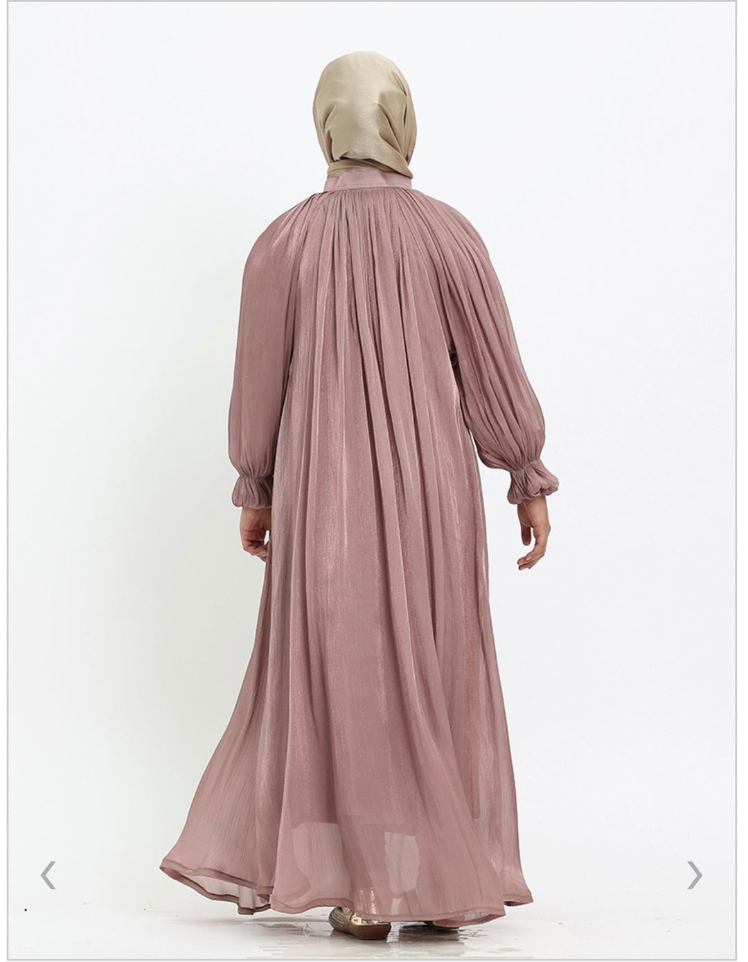 Girls Shimmer Organza Umbrella Abaya Dress in pink