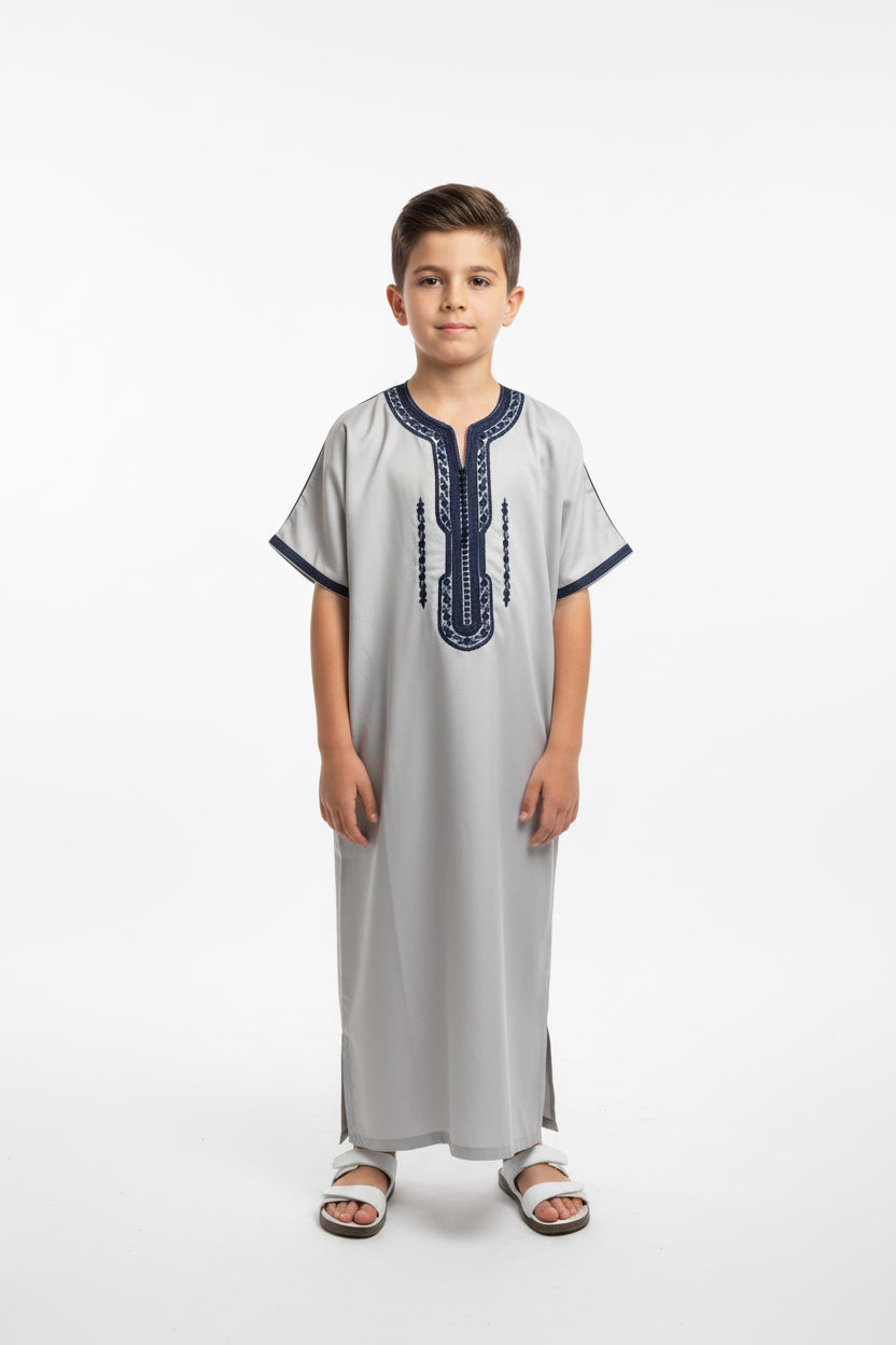 Boy’s Moroccan Thobe/Jubbah -Light Grey