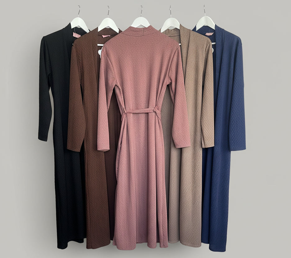 Belted Textured Maxi Coat/ kimono