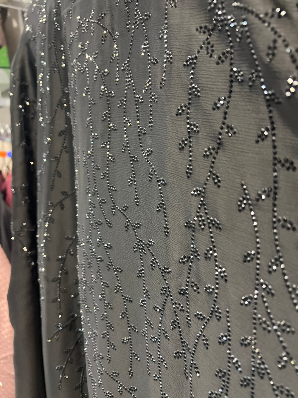 Aliyah Rhinestone Kaftan with ties- Black