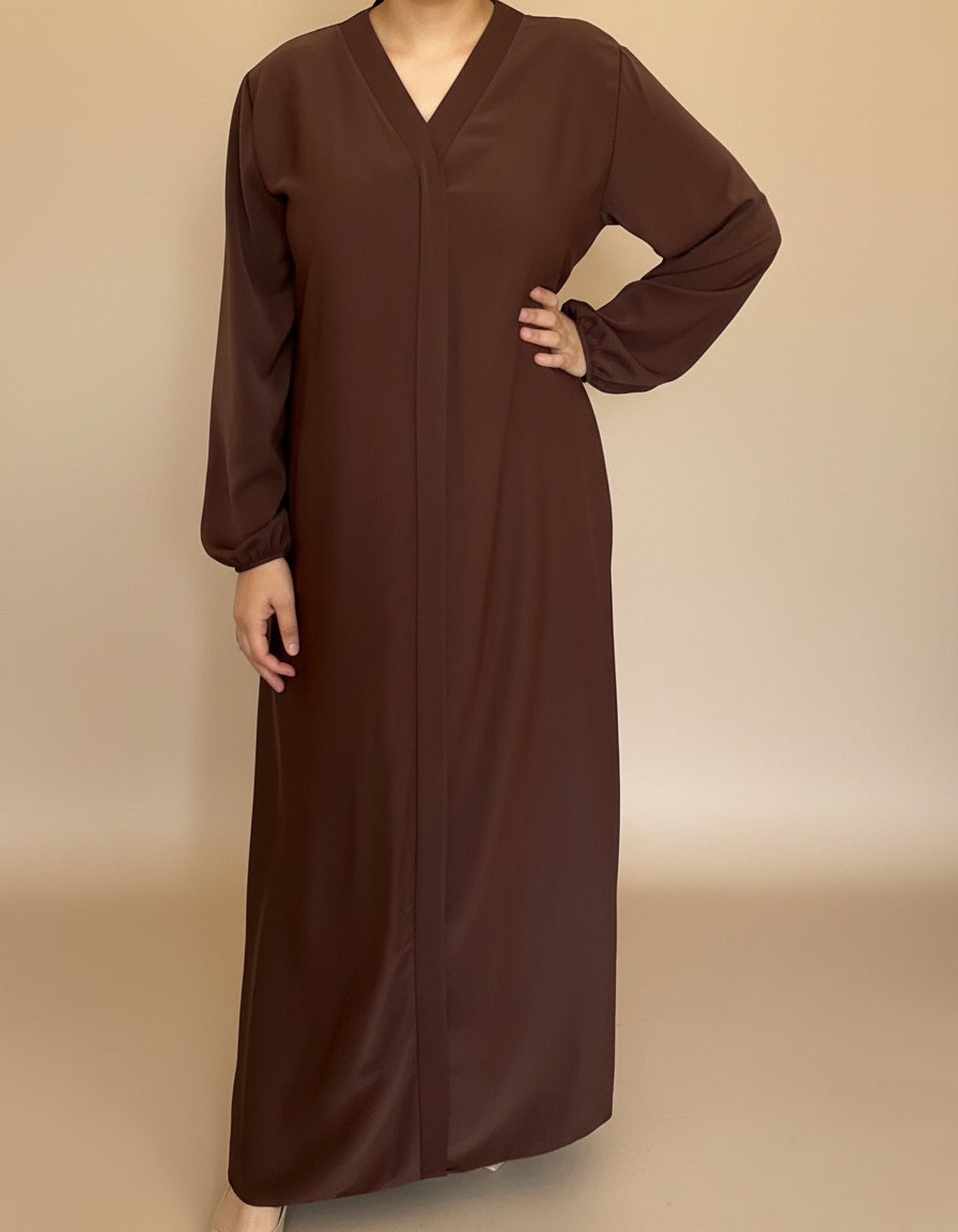 Pleated Back Dress/Abaya with Belt - Free size -