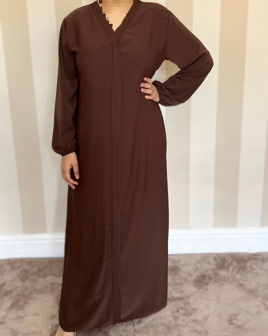 Pleated Back Dress/Abaya with Belt - Free size -