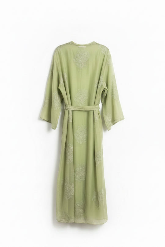 Embroidered Organza dress in Safe. Fully Lined