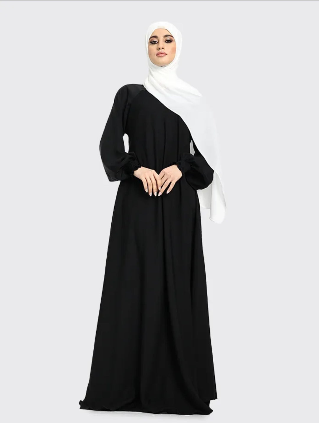 Front Zip Nida Umbrella Abaya - Black