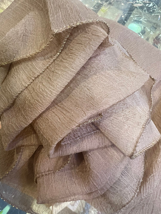 Gold edged light Chiffon Crushed Scarf/ Hijab