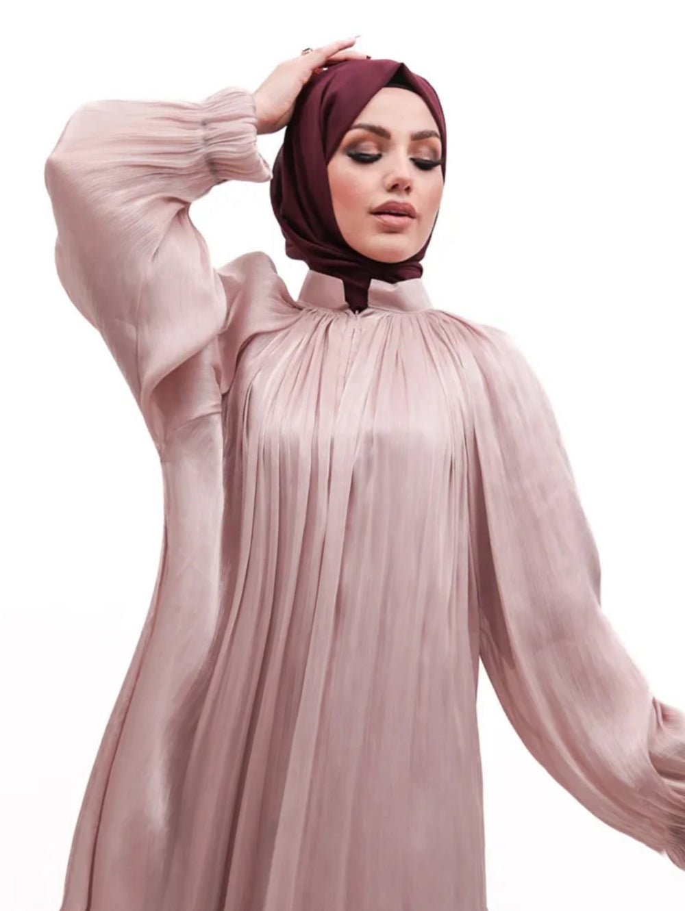 Pink Organza Umbrella Abaya