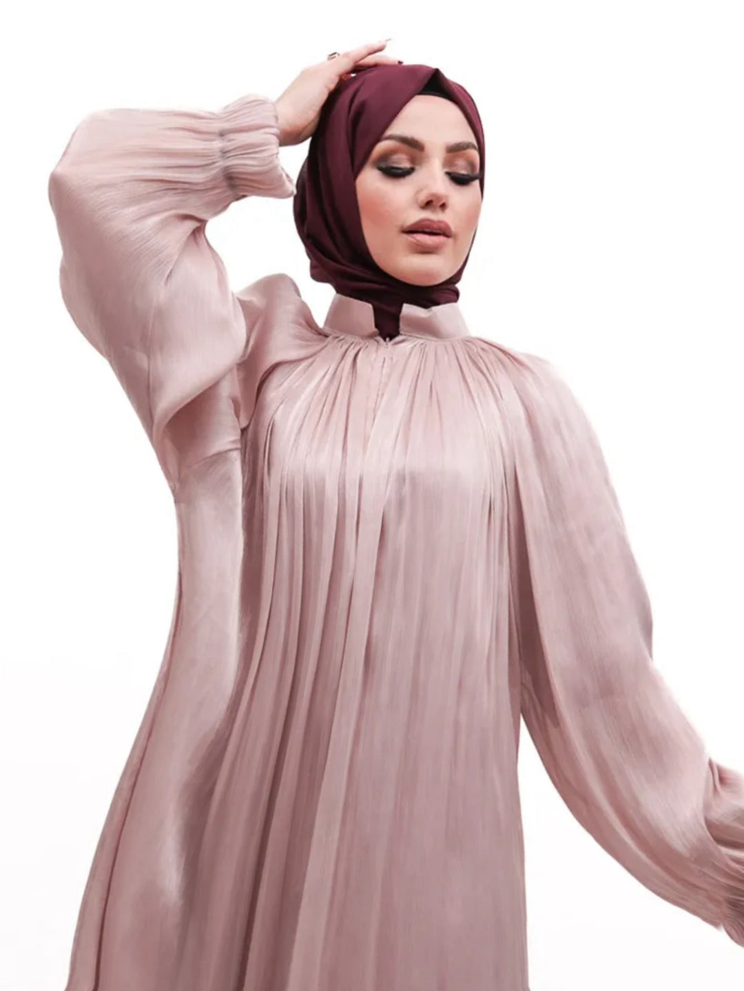 Pink Organza Umbrella Abaya