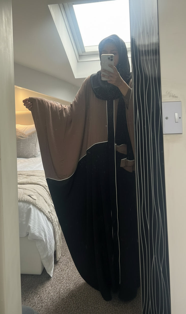 Batwing Abaya set in two tone