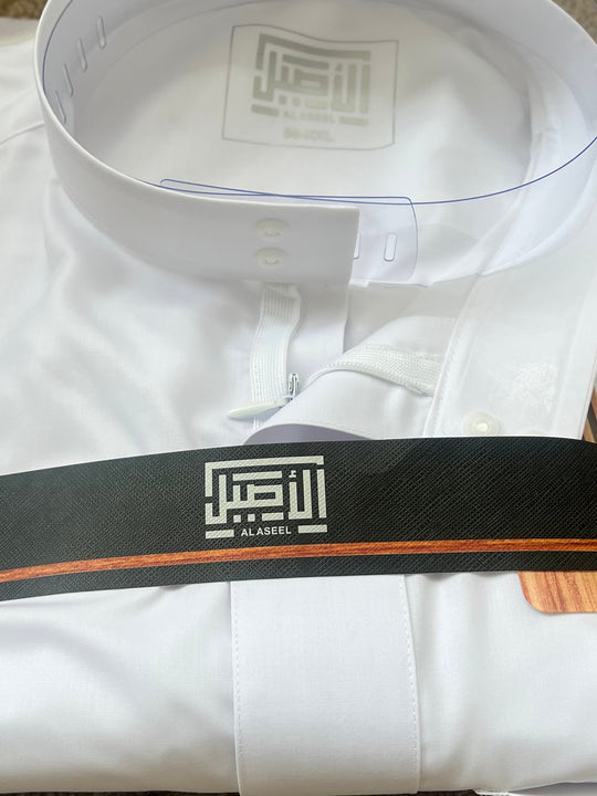 NEW Al Aseel Thobe/ Jubbah with Hidden Zip - WHITE AHZ2