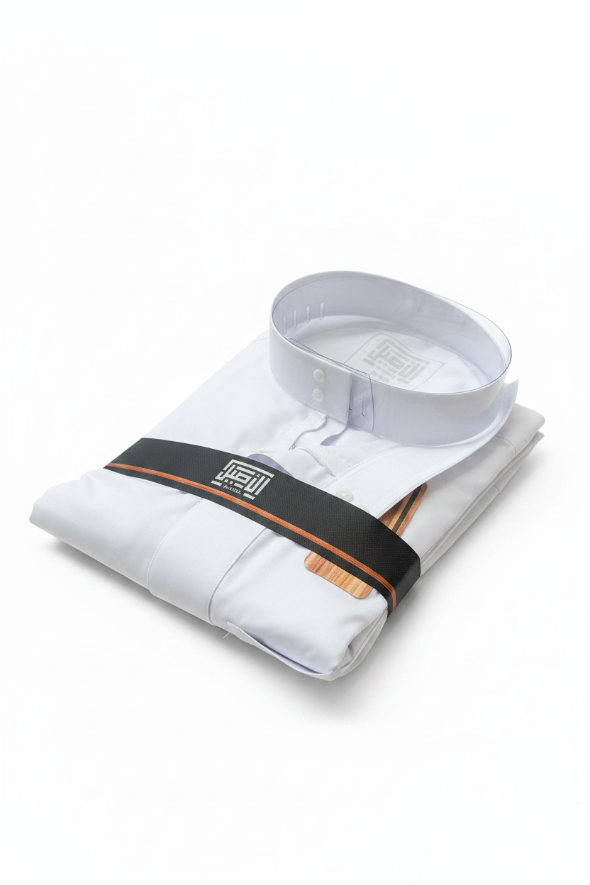 NEW Al Aseel Thobe/ Jubbah with Hidden Zip - WHITE AHZ2