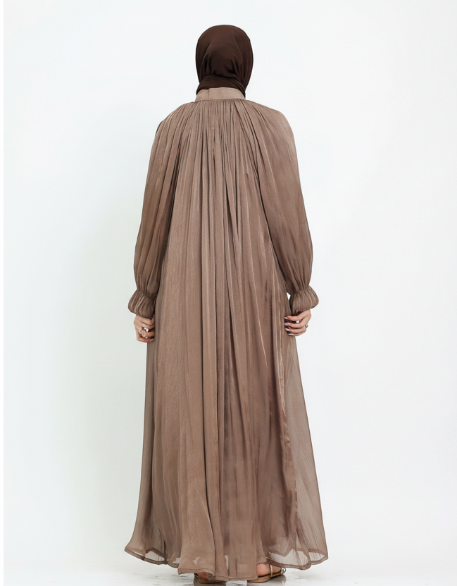 Shimmer Organza Umbrella Abaya in Taupe