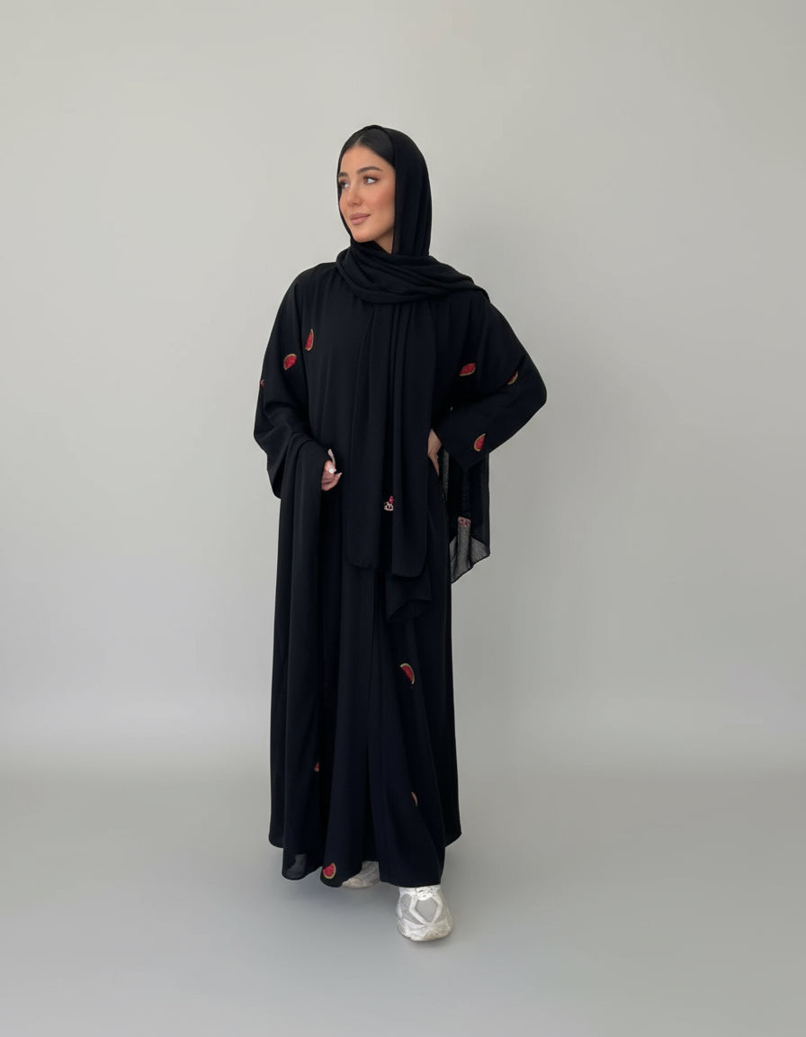 Water Melon Embroidered Abaya