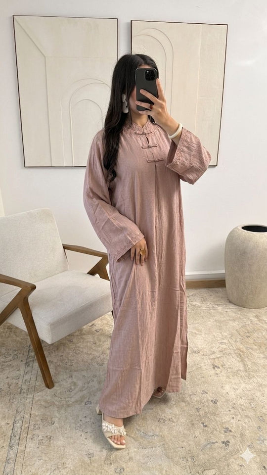 Chinese Knot Embroidered Dress Abaya Kaftan