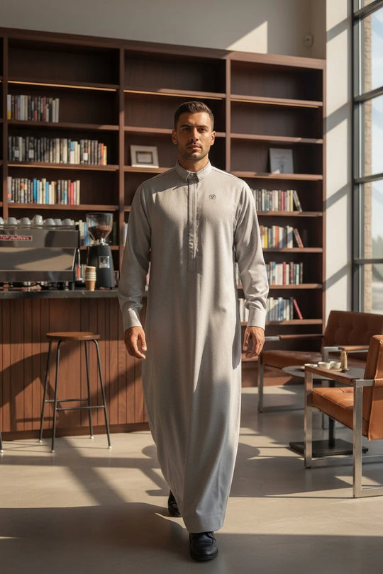 AAR2633 Al Ameer Latest Thobe / Jubba - Smoke Stone