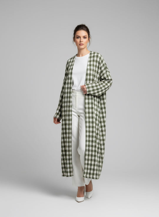 Check Long Coatigan