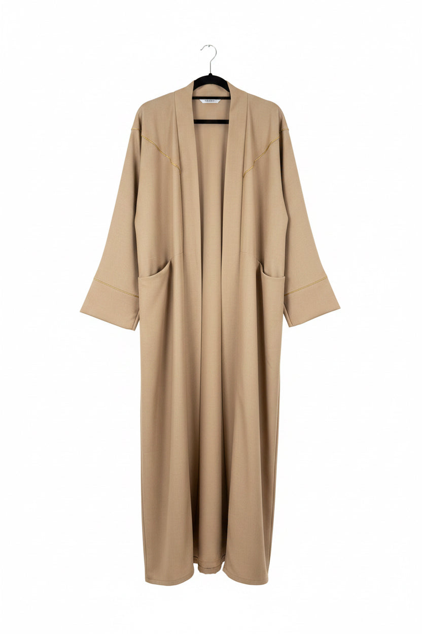 Linen Look Medium weight Duster Coat Midi Length