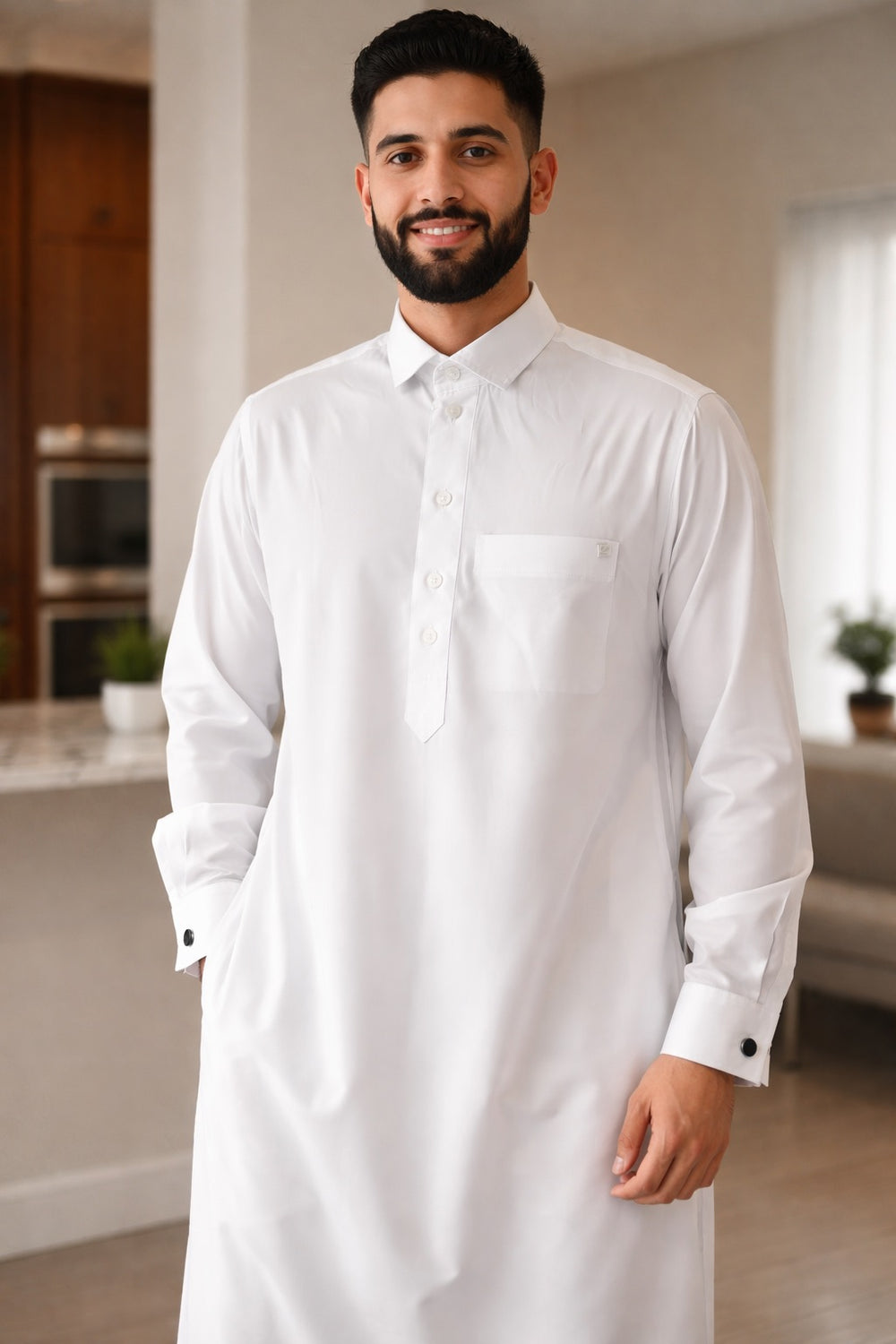 Thoubee Jubbah shirt collar White with cuff links