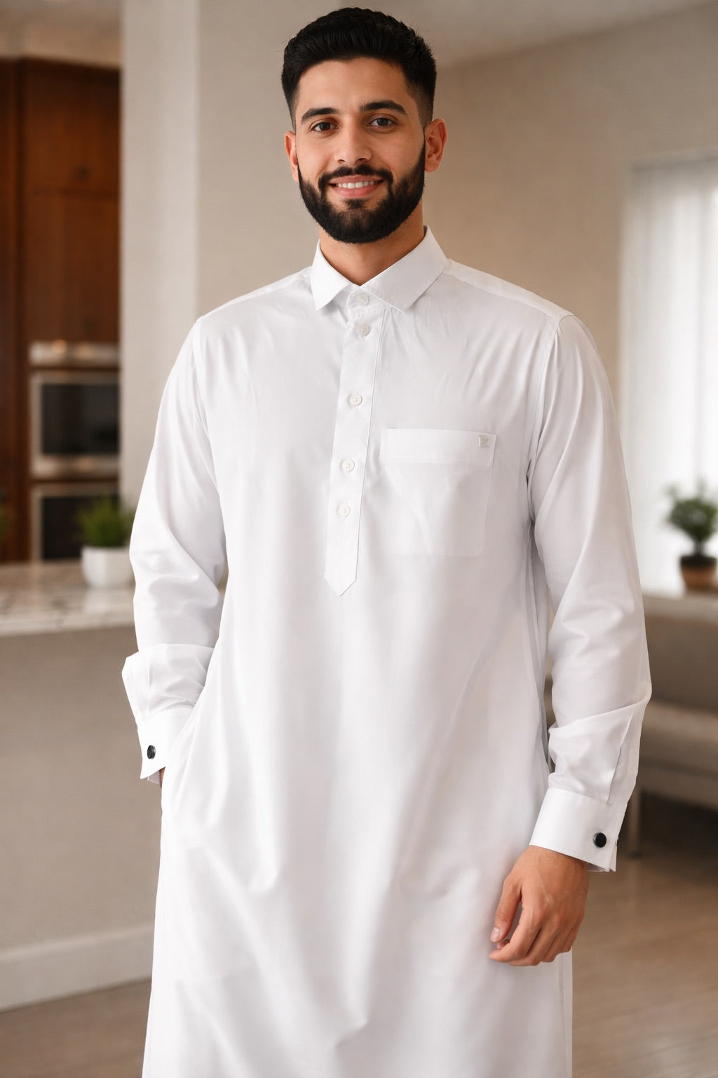 Thoubee Jubbah shirt collar White with cuff links