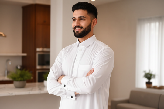 Thoubee Jubbah shirt collar White with cuff links