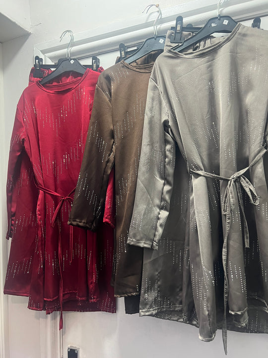 Satin Rhinestone Co-ord Set for Girls