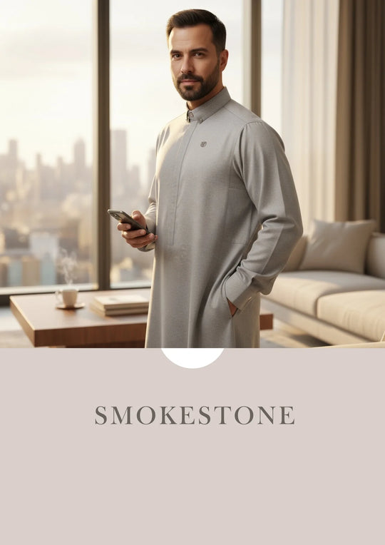 AAR2633 Al Ameer Latest Thobe / Jubba - Smoke Stone