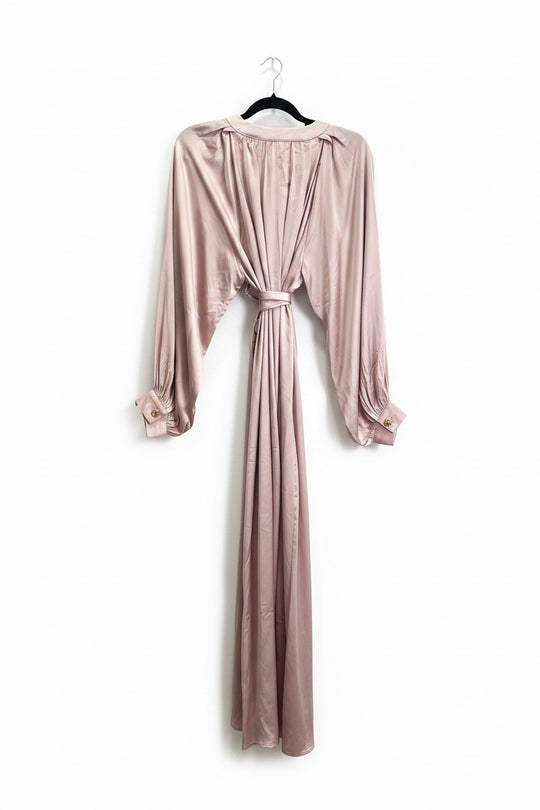 Premium Satin balloon sleeve Belt Dress