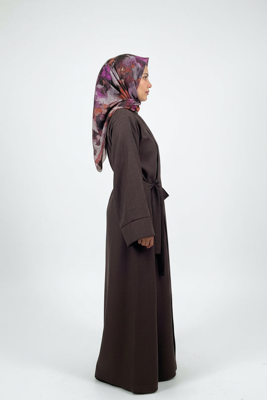 Linen Look Side Knot Wrap Abaya