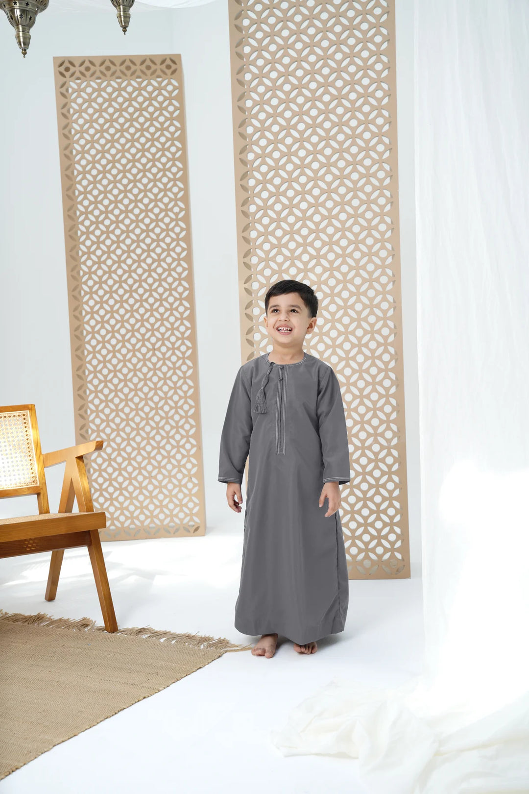 Latest Boys Faris Omani Jubba/Thobe Charcoal