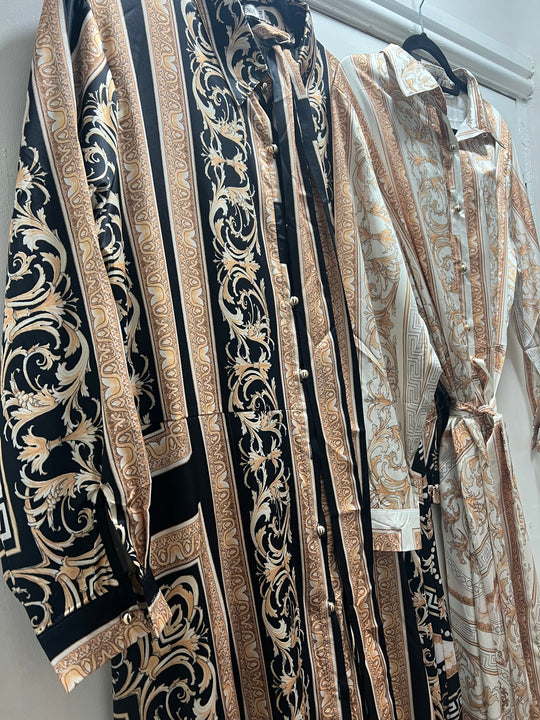 Scarf Print Silk Feel Maxi Dress