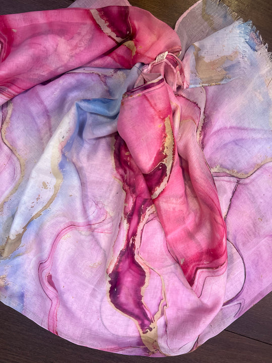 Water paint Print Maxi Light weight Summer scarf/ Hijab