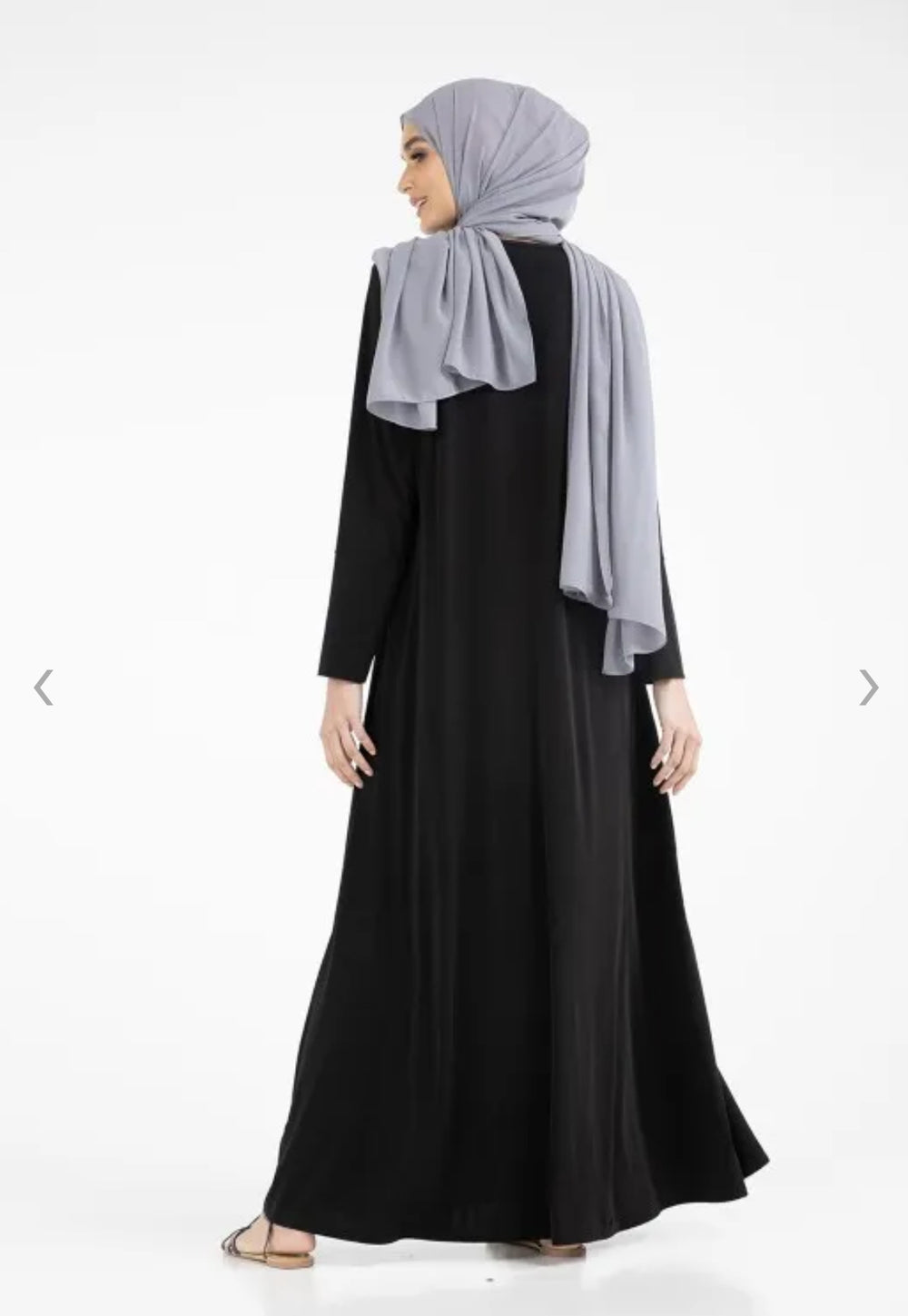 Basic Plain Jersey Abaya in Black