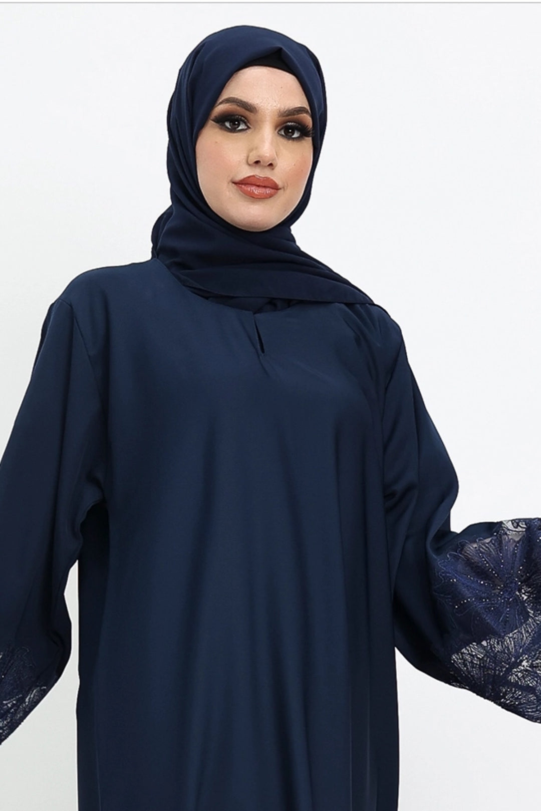 Lace Nida Abaya set in Navy