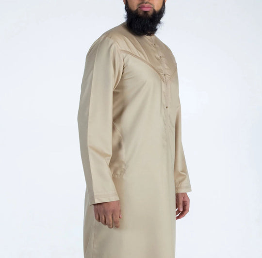 Pleated Al Aniq Thobe/Jubbah - Beige