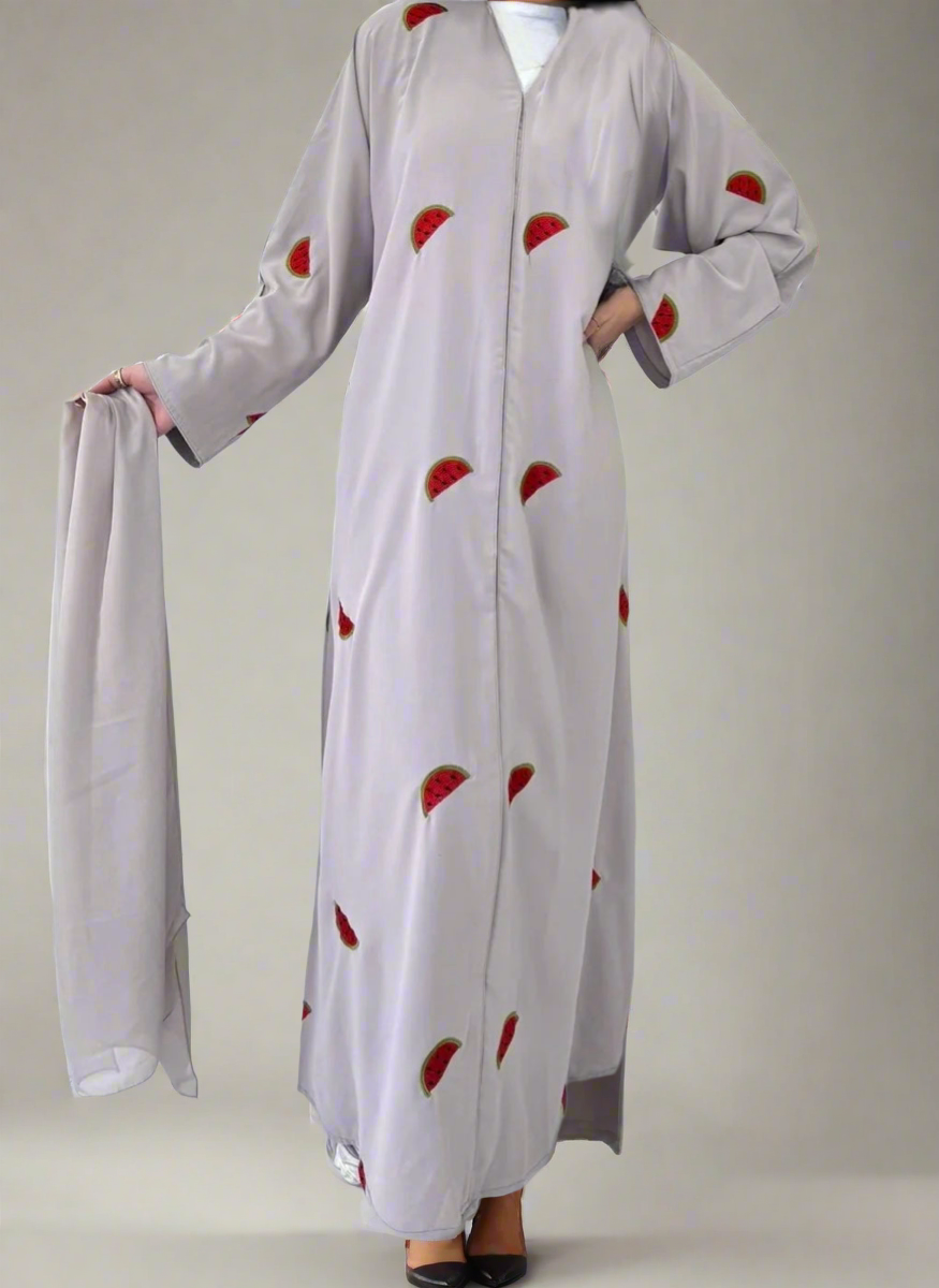Water Melon Embroidered Abaya
