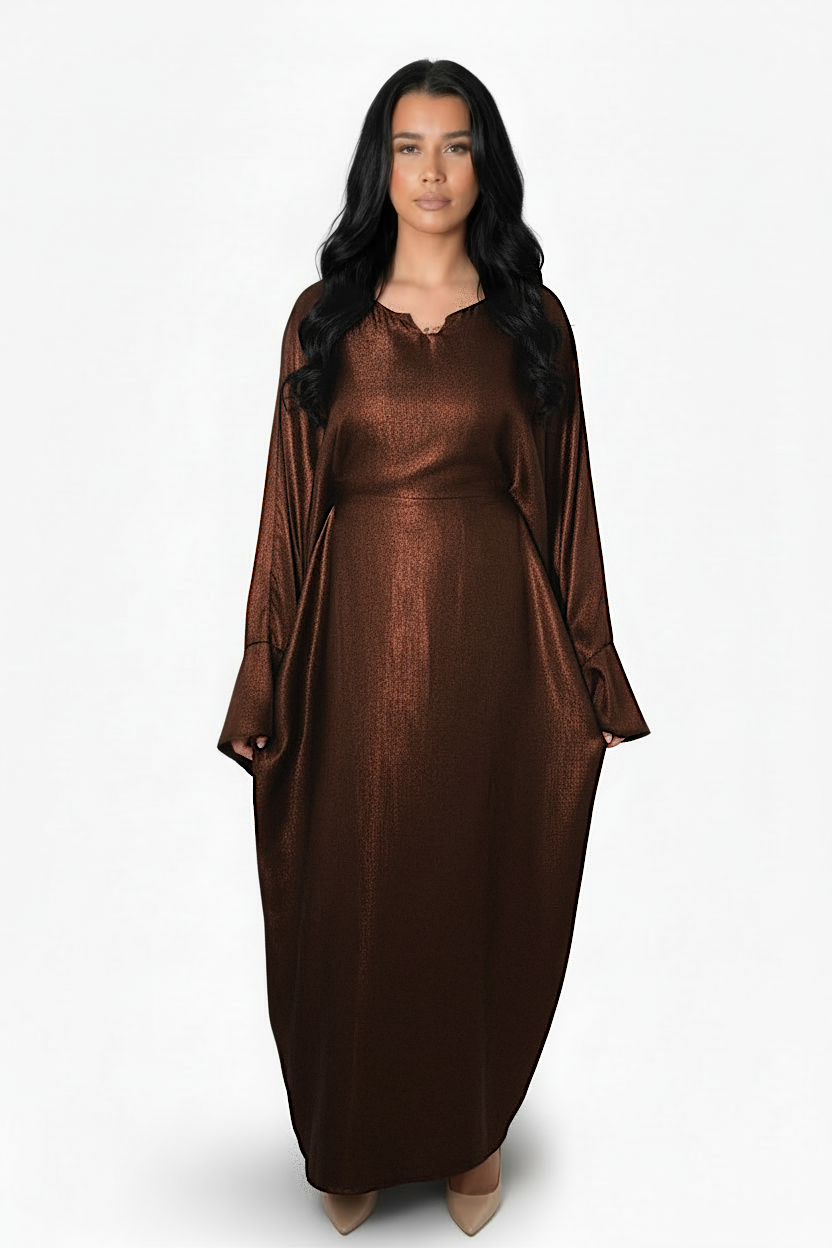 Shimmer Two toned Kaftan with ties in One Size