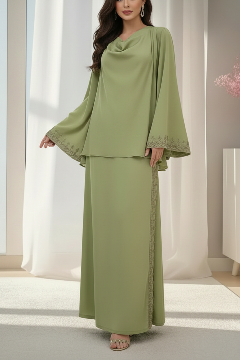 Embellished Satin Skirt and Top Sets