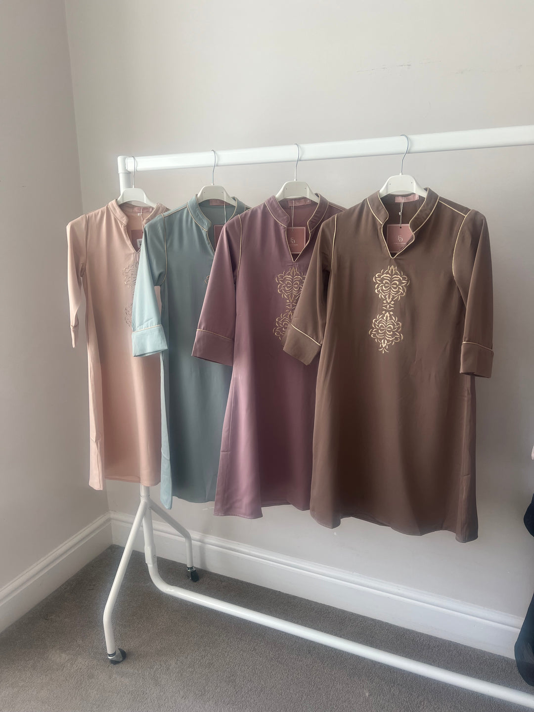 Girls Embroidered Satin Maxi Dresses