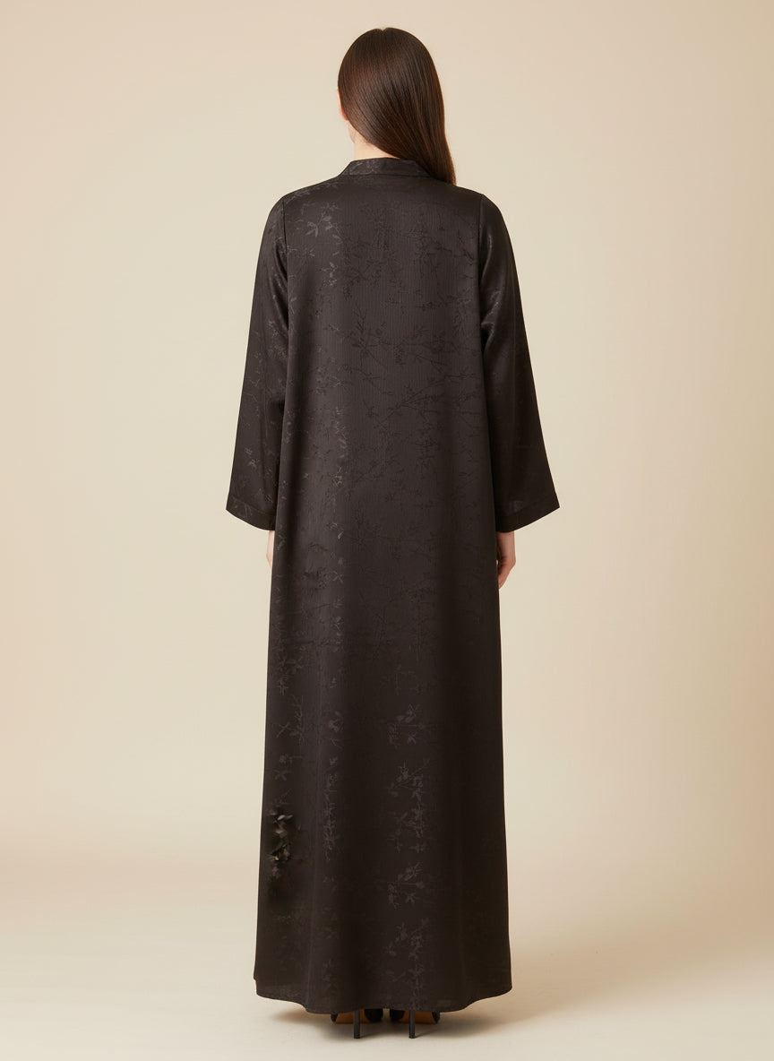 Jacquard print Abaya sets in Dark Brown