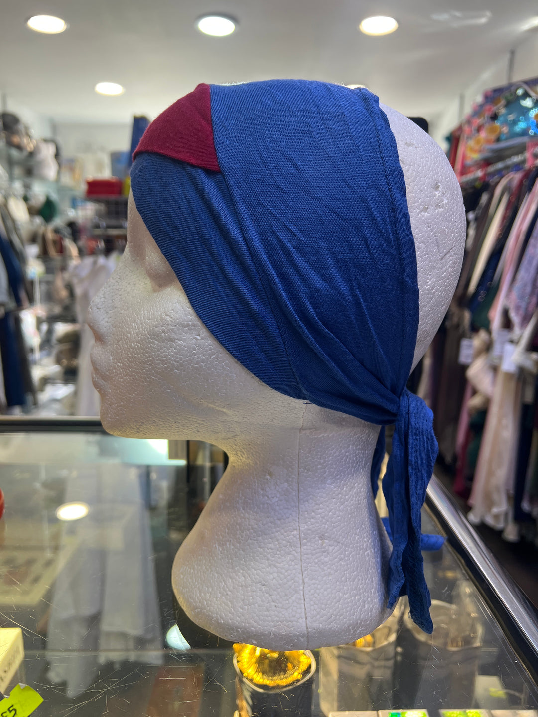 Layered look cotton Tie back Bandana under scarf