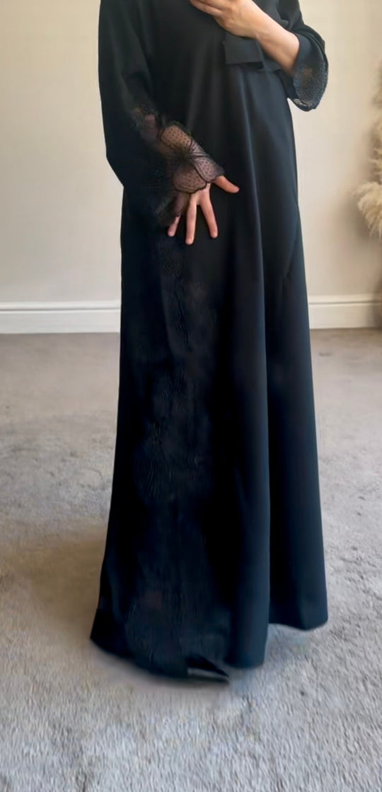 Nida Black Rose Crystal Abaya- HM