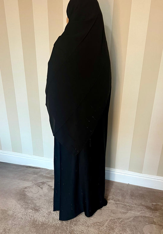 Nida Crystal Abaya with front buttons - HD1338
