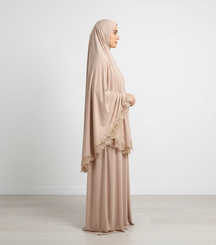 Two piece Prayer set in Jersey with Lace