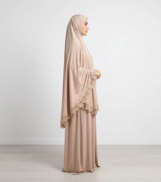 Two piece Prayer set in Jersey with Lace