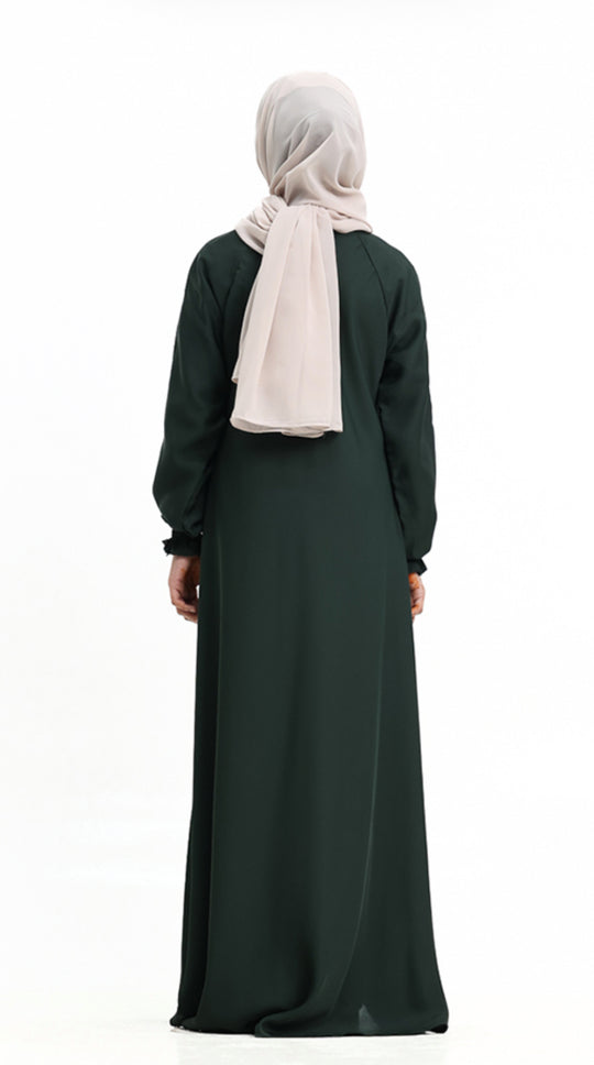 Umbrella Zip Girls Abaya in Green