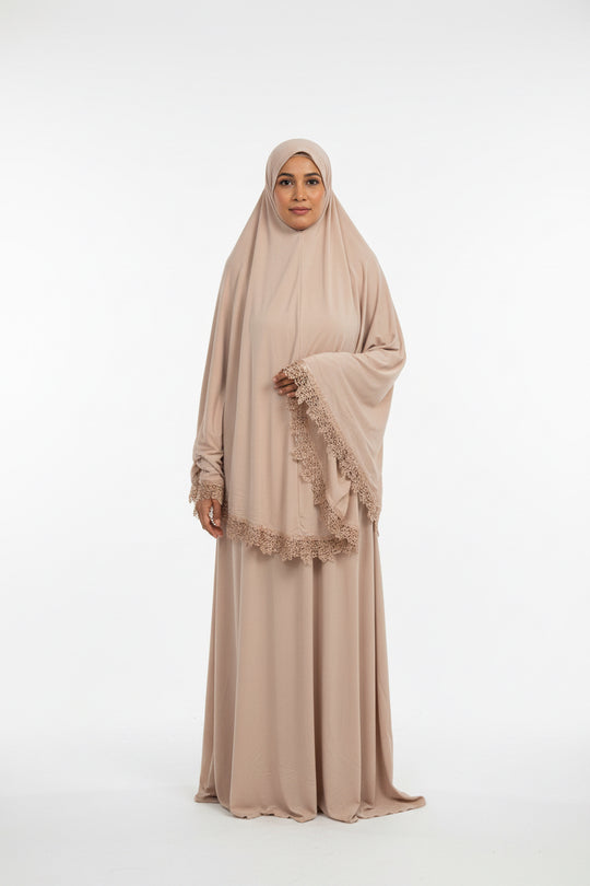 Two piece Prayer set in Jersey with Lace